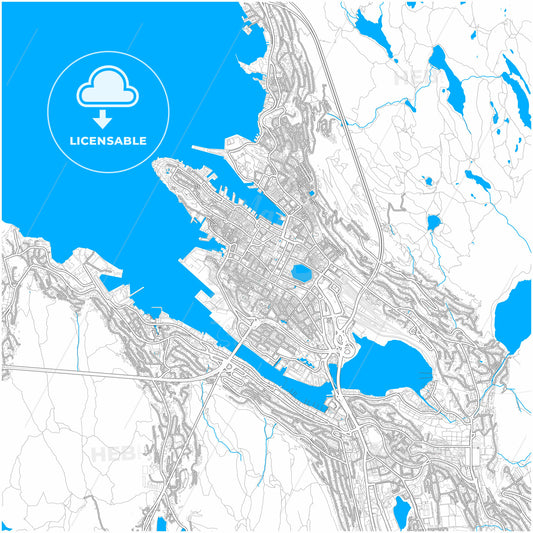 Bergen, Hordaland, Norway, city map with high quality roads.