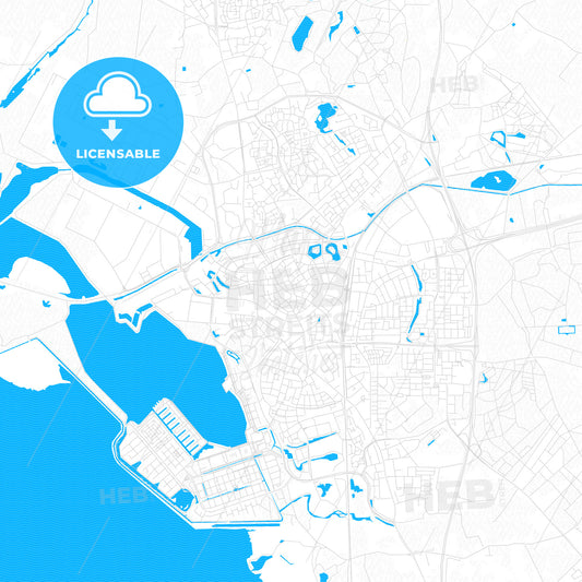 Bergen op Zoom, Netherlands PDF vector map with water in focus