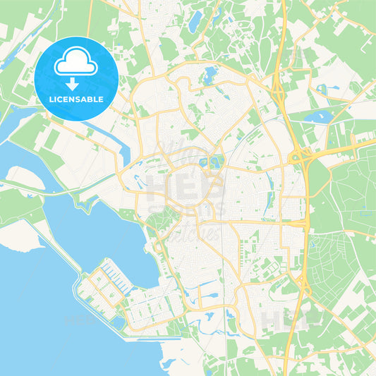 Bergen op Zoom, Netherlands Vector Map - Classic Colors