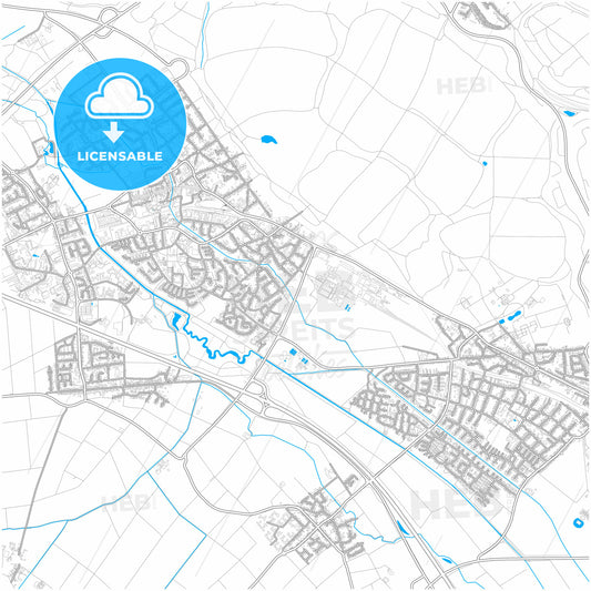 Bergheim, North Rhine-Westphalia, Germany, city map with high quality roads.