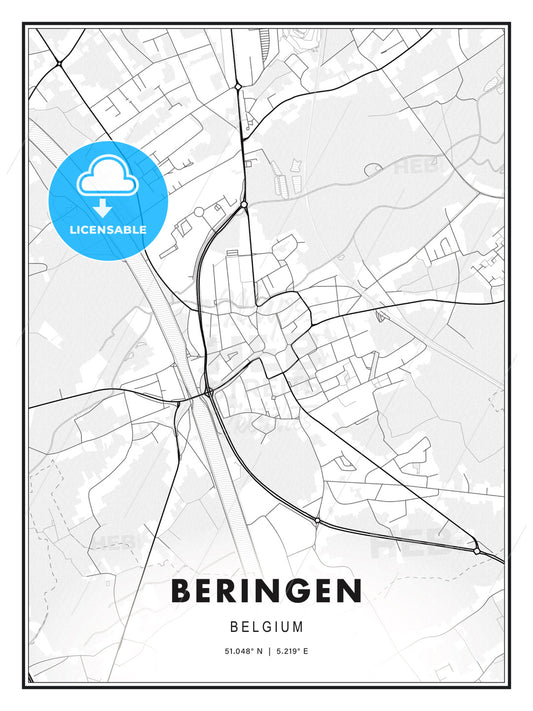 Beringen, Belgium, Modern Print Template in Various Formats - HEBSTREITS Sketches