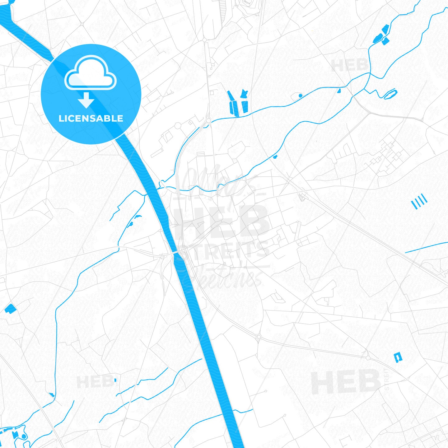 Beringen, Belgium PDF vector map with water in focus