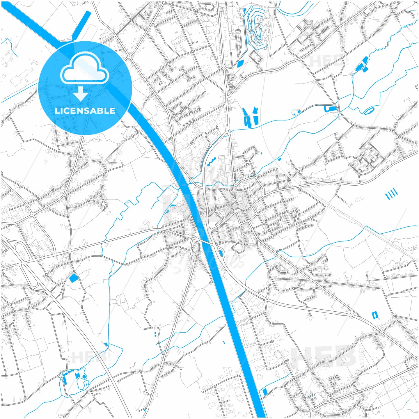 Beringen, Limburg, Belgium, city map with high quality roads.