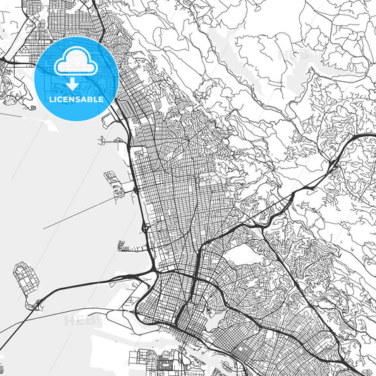 Berkeley, California - Area Map - Light