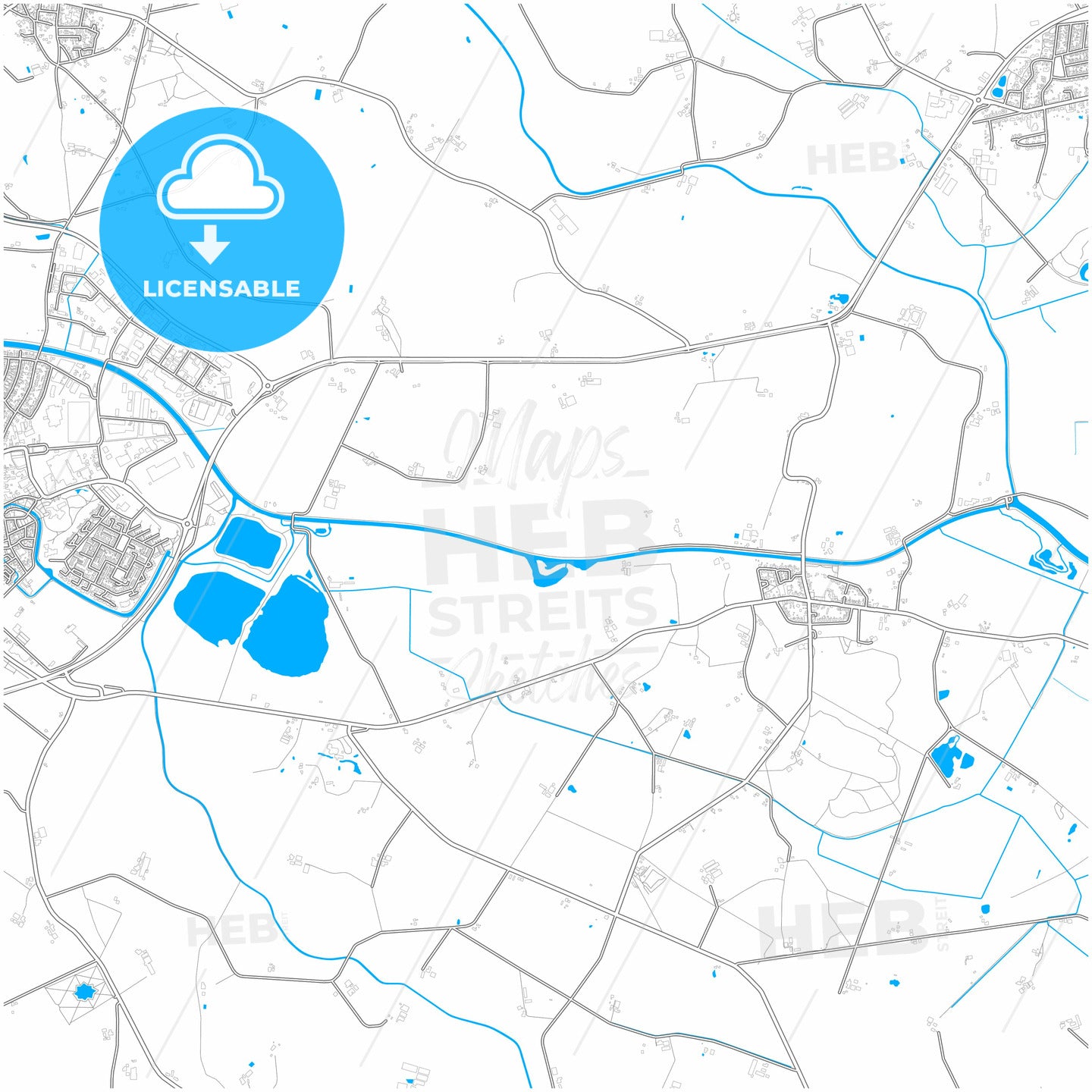 Berkelland, Gelderland, Netherlands, city map with high quality roads.