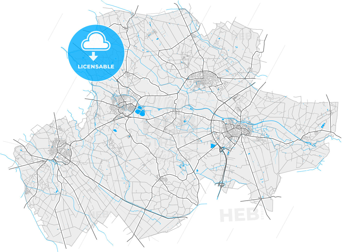 Berkelland, Gelderland, Netherlands, high quality vector map