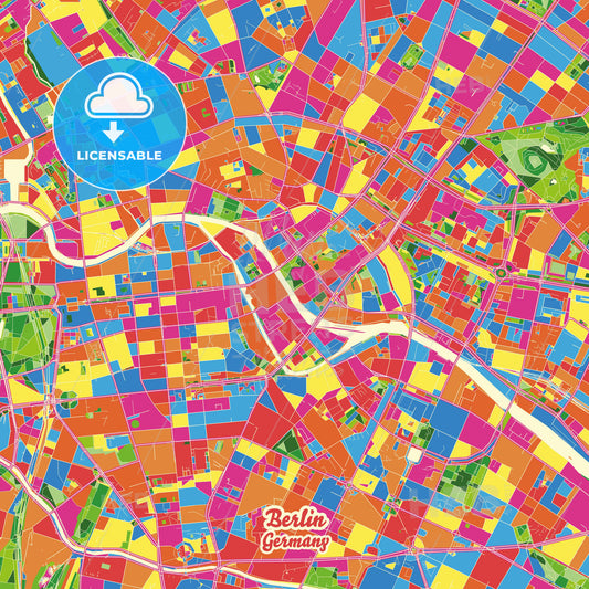Berlin, Berlin, Germany Crazy Colorful Street Map Poster Template - HEBSTREITS Sketches