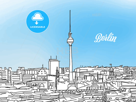Berlin Black and White Panorama Banner – instant download