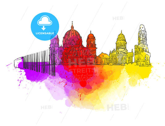 Berlin Germany Colorful Landmark Banner – instant download