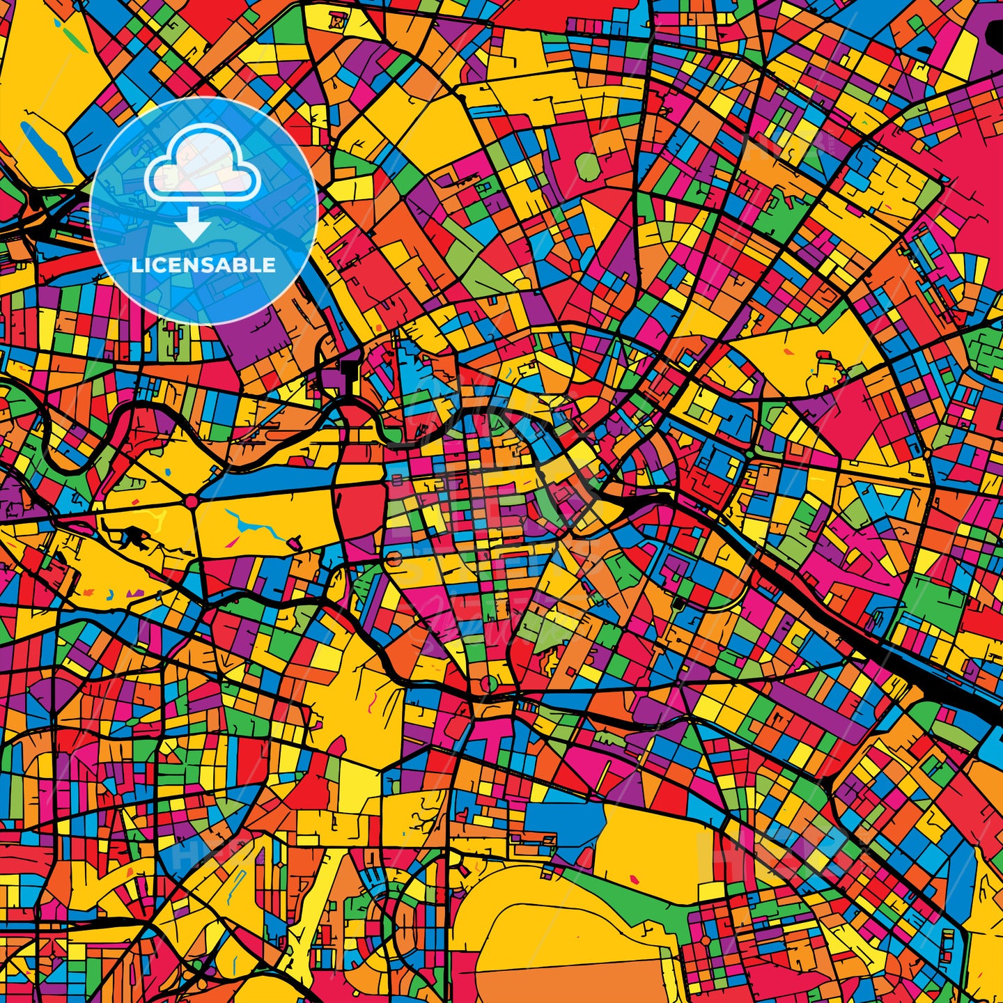 Berlin Germany Colorful Map