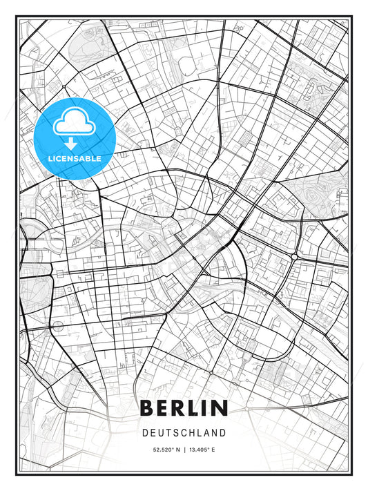 Berlin, Germany, Modern Print Template in Various Formats - HEBSTREITS Sketches