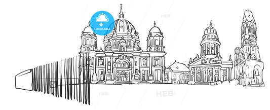 Berlin Germany Panorama Sketch – instant download