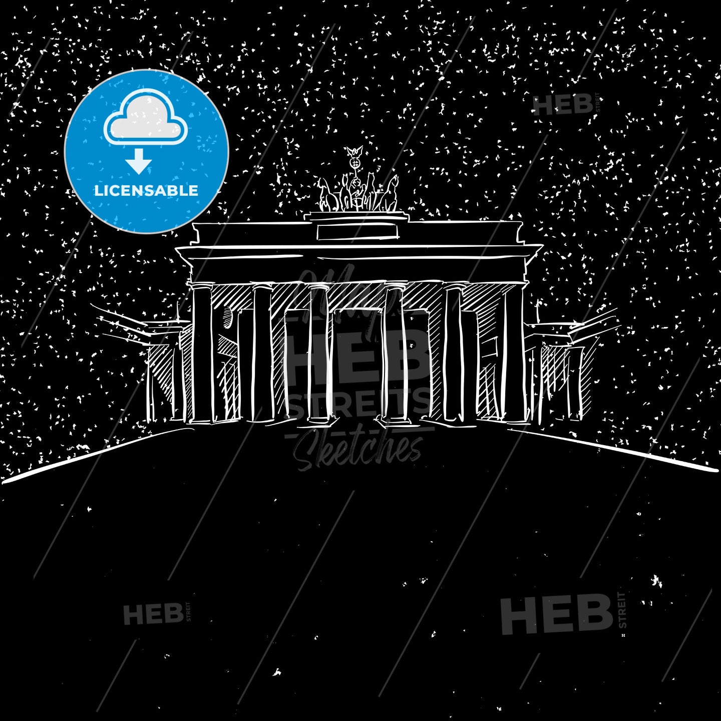 Berlin by Night Brandenburger Gate Sketch – instant download
