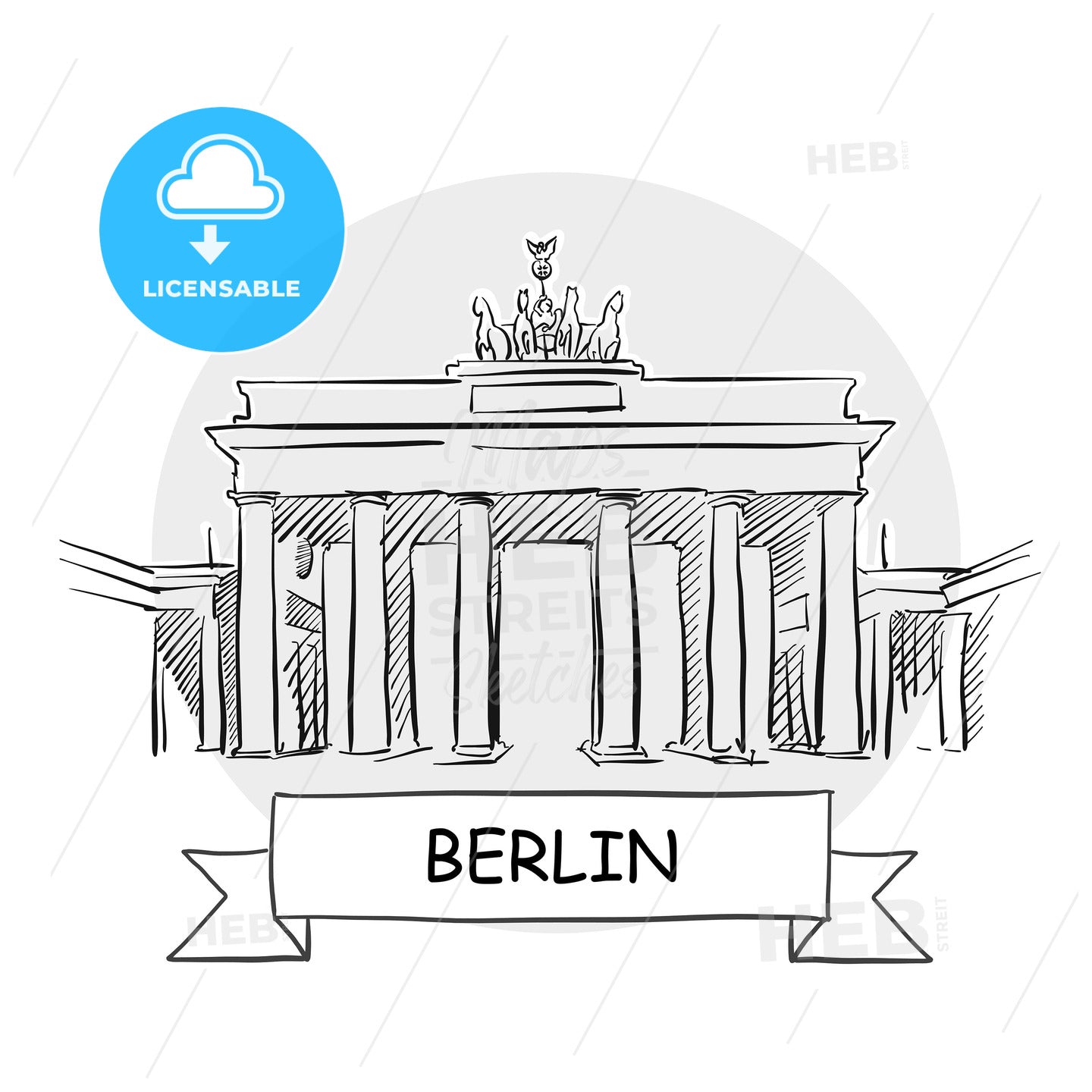 Berlin hand-drawn urban vector sign – instant download
