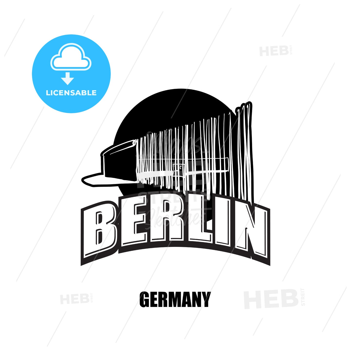 Berlin, wall, black and white logo – instant download