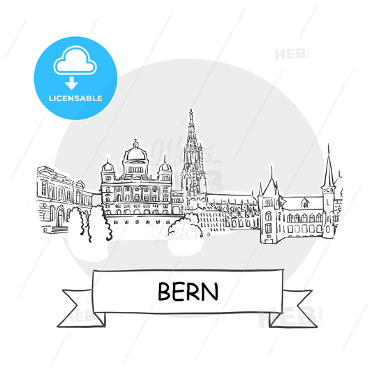 Bern Cityscape Vector Sign – instant download
