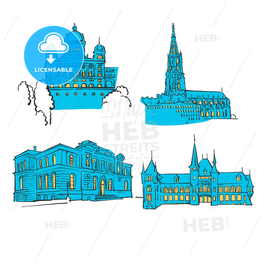 Bern Colored Landmarks – instant download