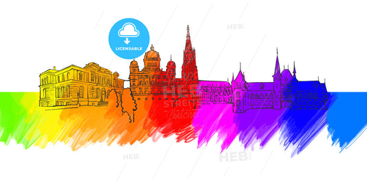 Bern Colorful Landmark Banner – instant download