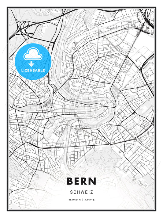 Bern, Switzerland, Modern Print Template in Various Formats - HEBSTREITS Sketches