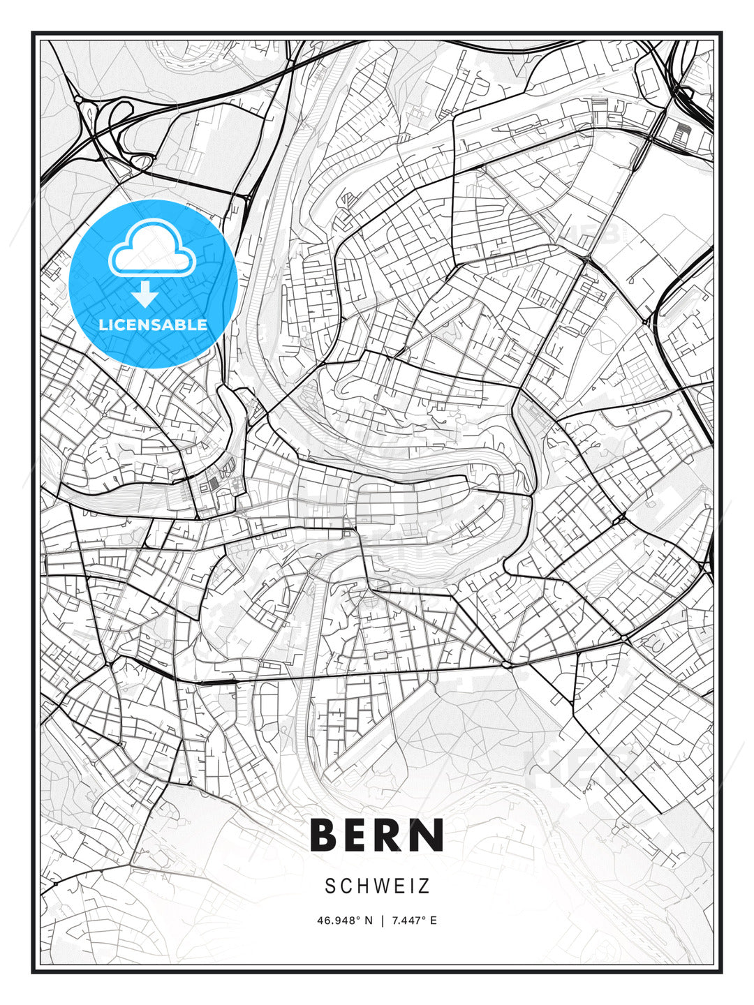 Bern, Switzerland, Modern Print Template in Various Formats - HEBSTREITS Sketches