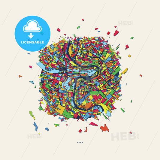 Bern Switzerland colorful confetti map