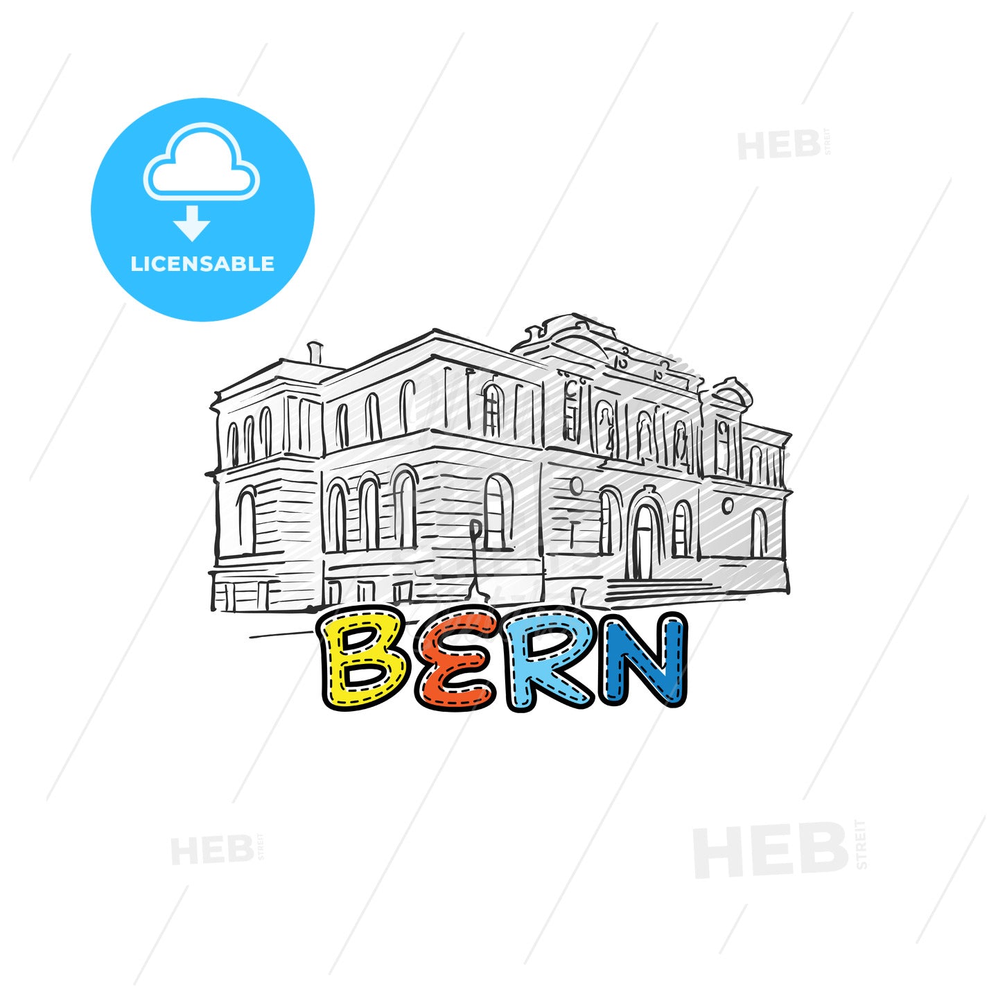 Bern beautiful sketched icon – instant download