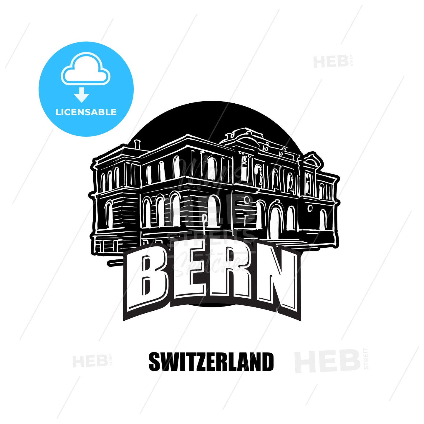 Bern, switzerland, black and white logo – instant download