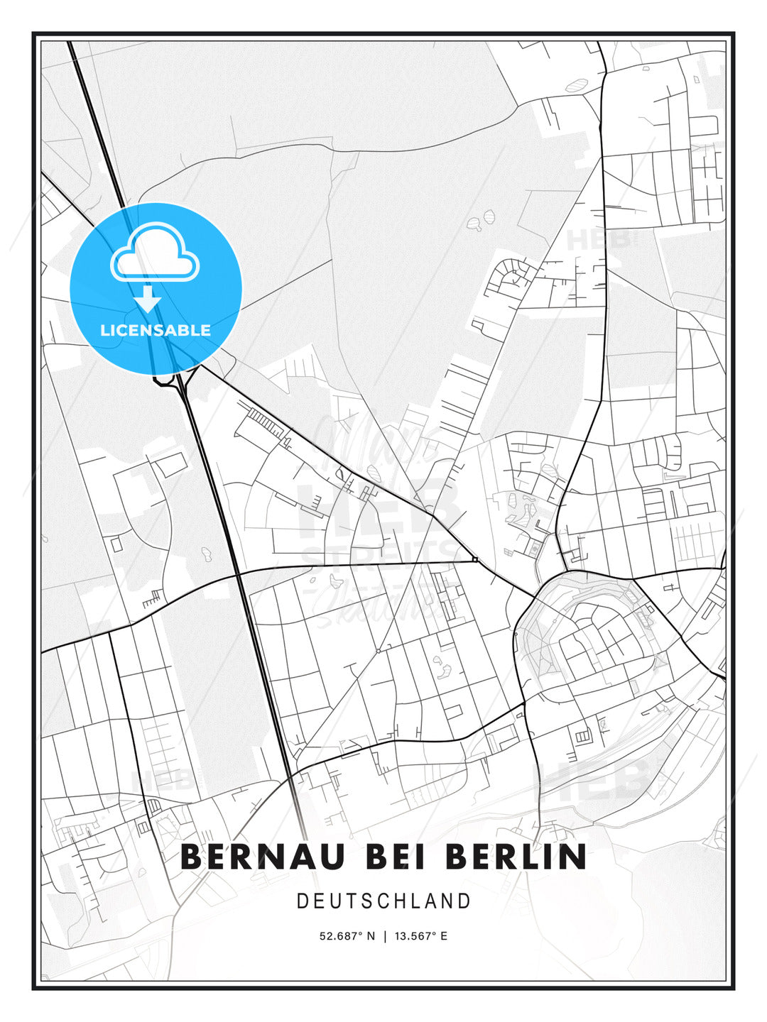 Bernau bei Berlin, Germany, Modern Print Template in Various Formats - HEBSTREITS Sketches