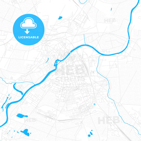 Bernburg (Saale), Germany PDF vector map with water in focus