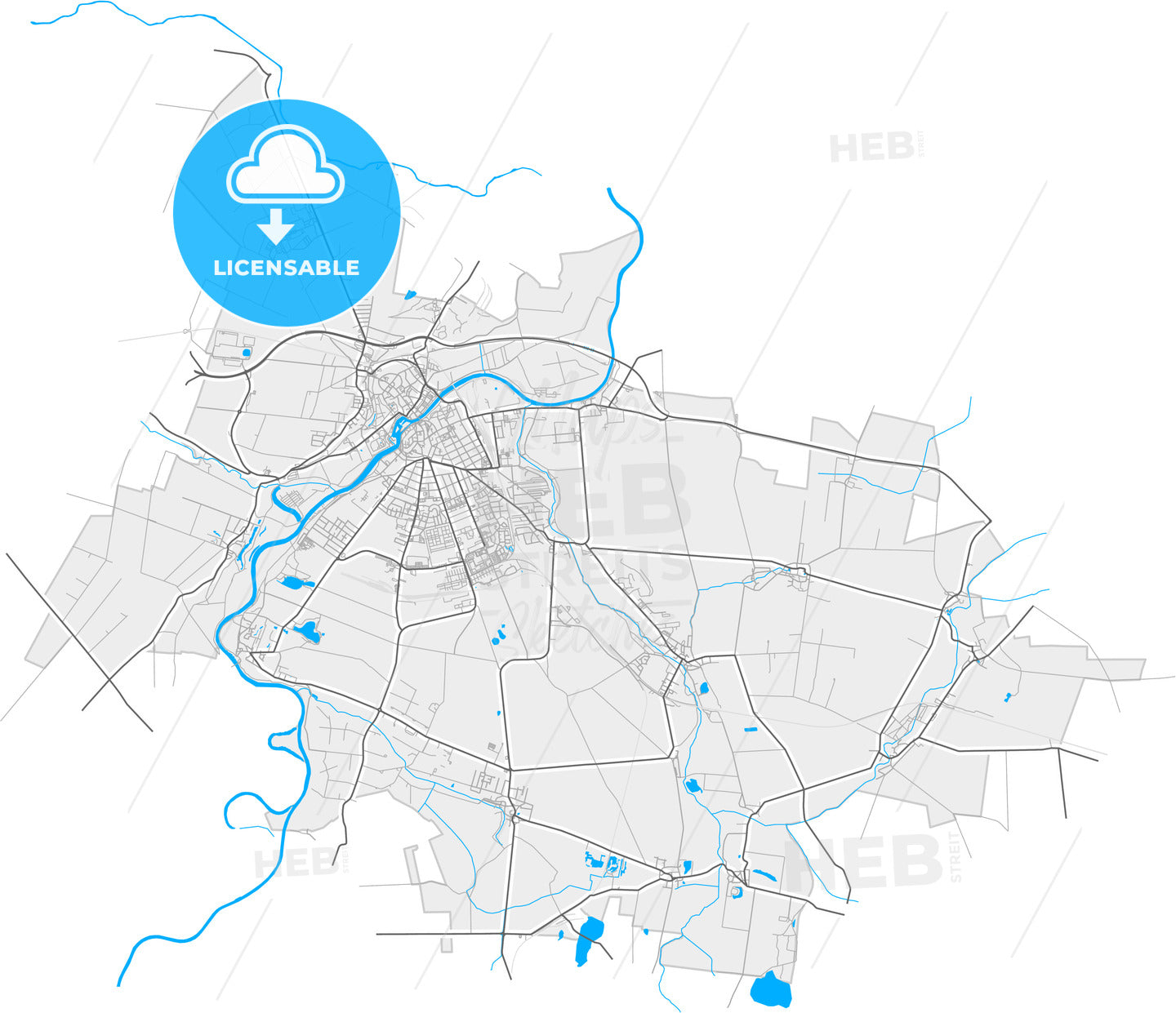 Bernburg (Saale), Saxony-Anhalt, Germany, high quality vector map