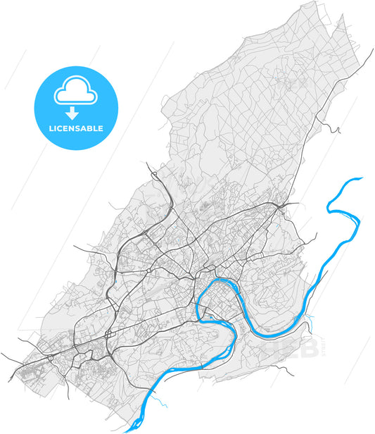 Besançon, Doubs, France, high quality vector map