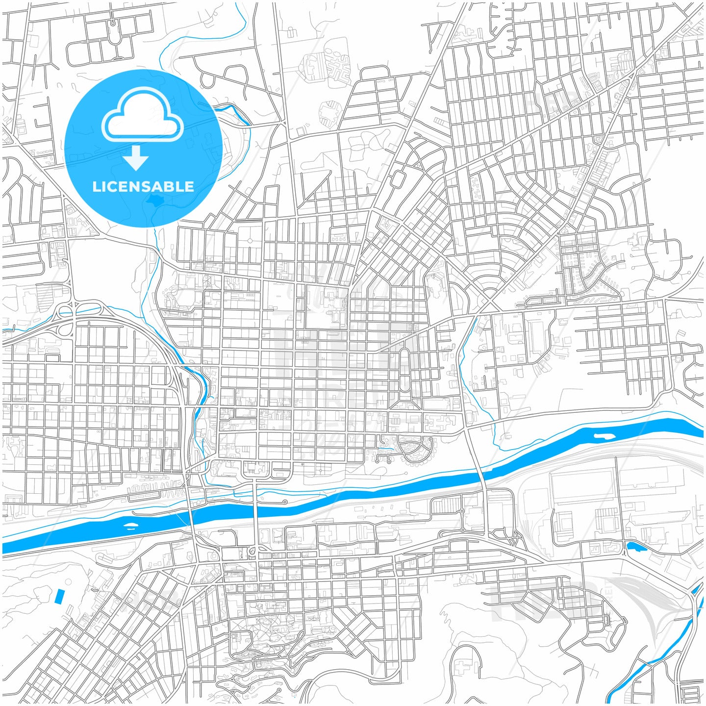 Bethlehem, Pennsylvania, United States, city map with high quality roads.