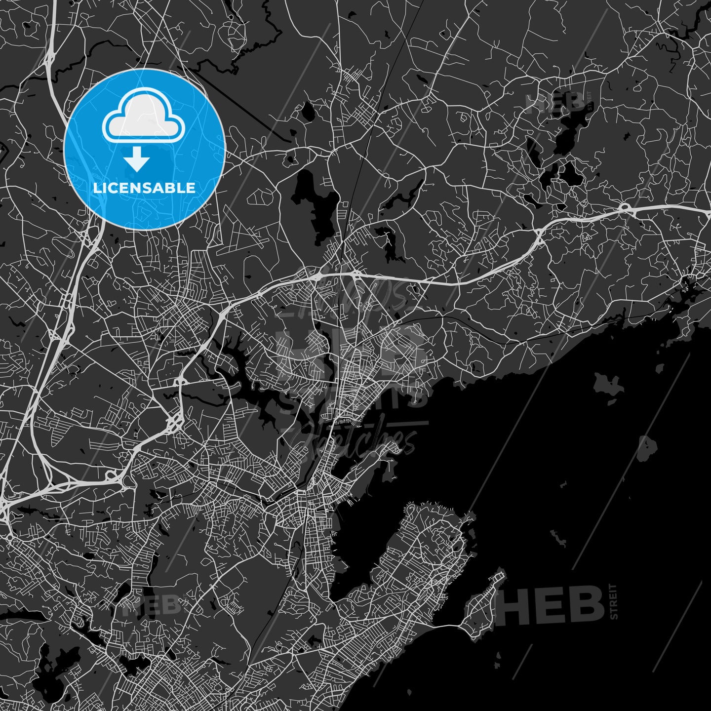Beverly, Massachusetts - Area Map - Dark