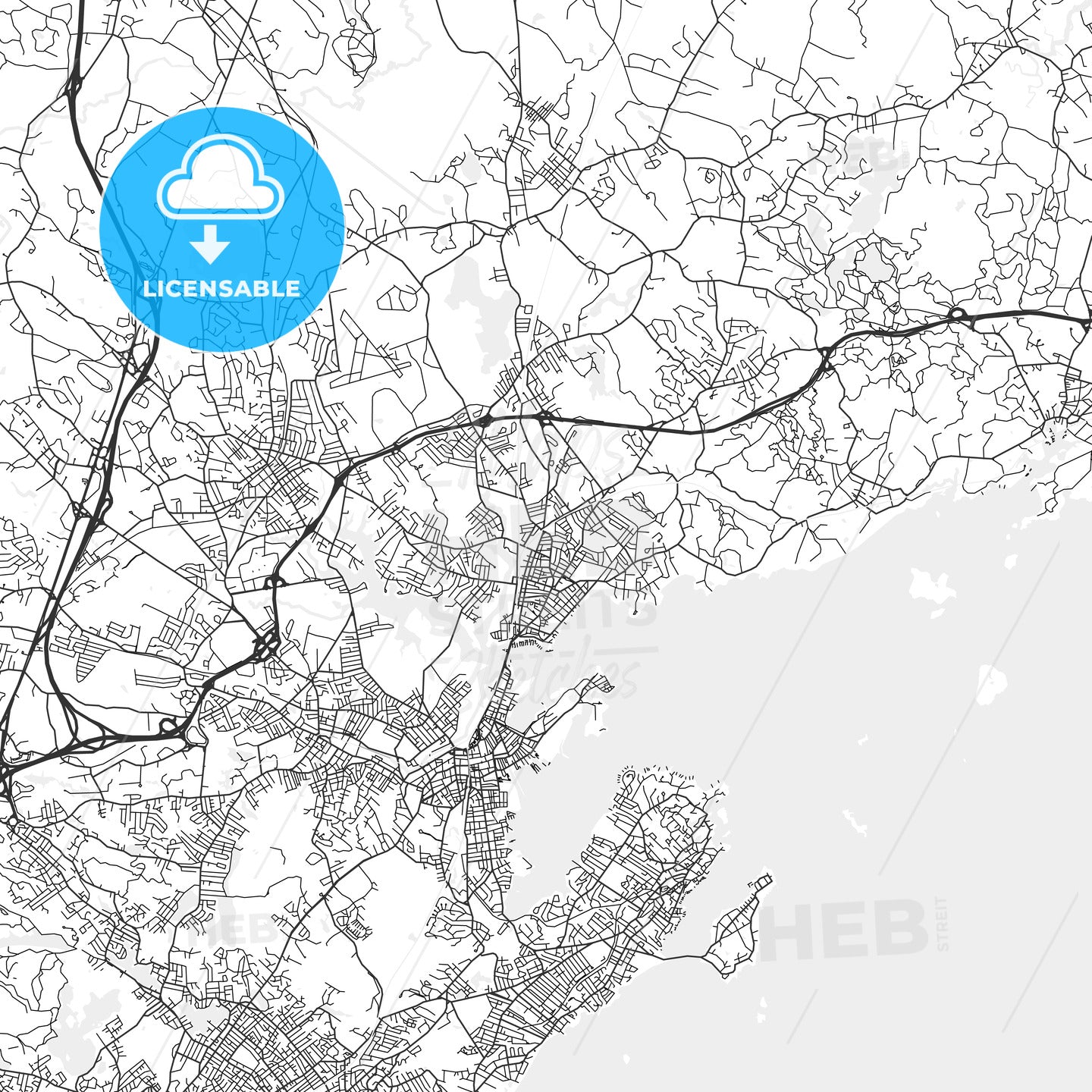 Beverly, Massachusetts - Area Map - Light