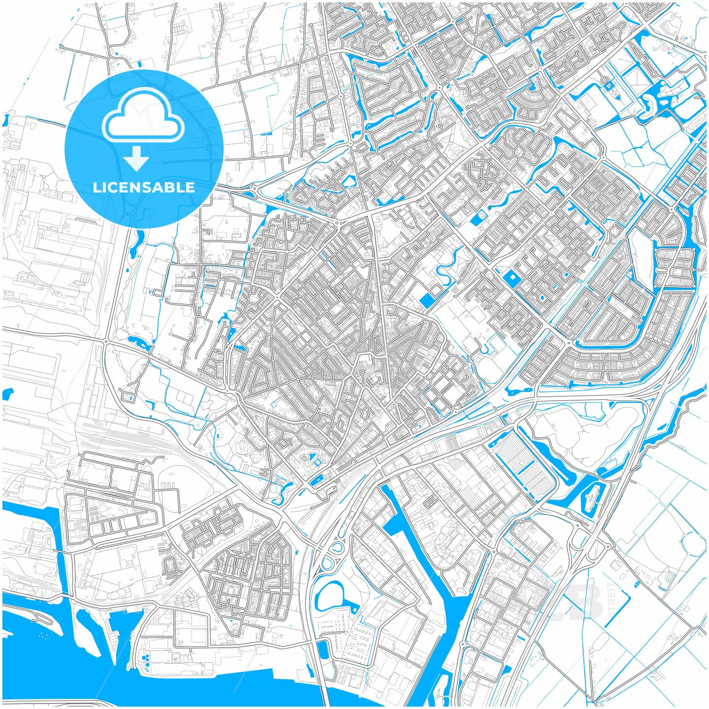 Beverwijk, North Holland, Netherlands, city map with high quality roads.