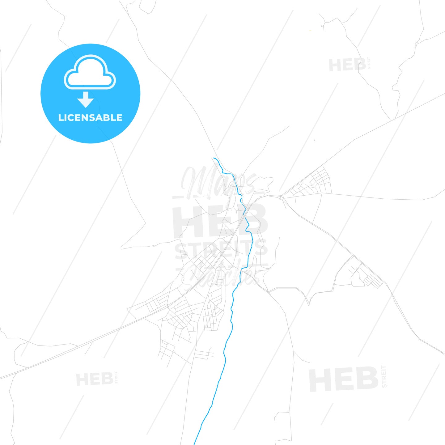 Beypazarı, Turkey PDF vector map with water in focus