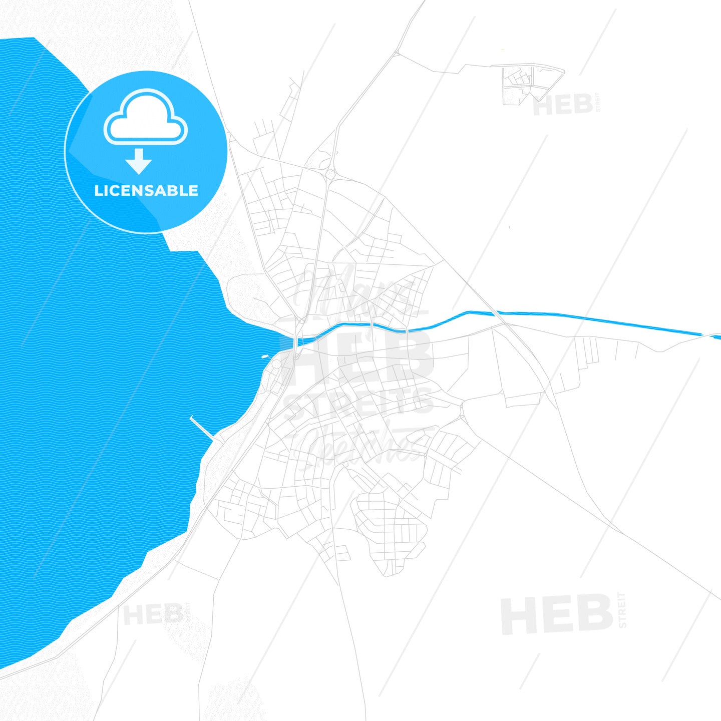 Beyşehir, Turkey PDF vector map with water in focus
