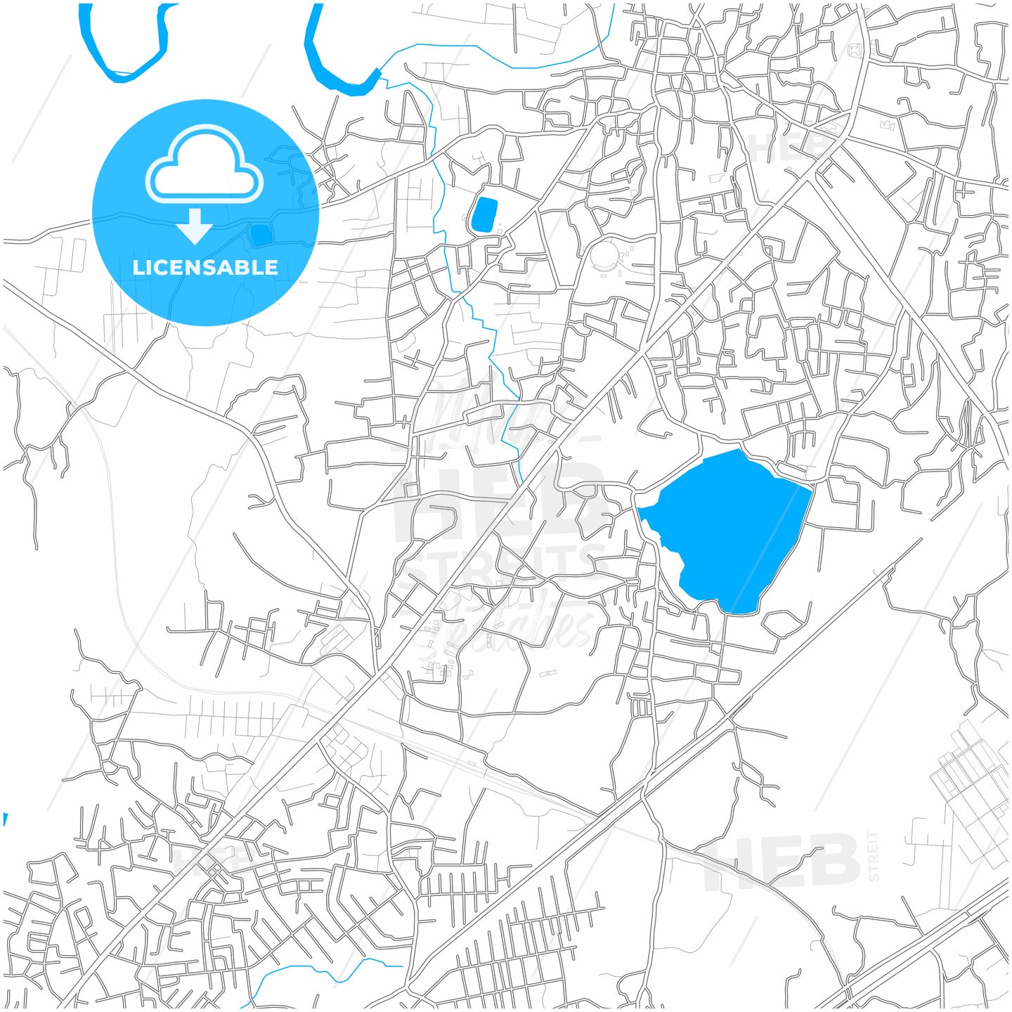 Bhiwandi, Maharashtra, India, city map with high quality roads.