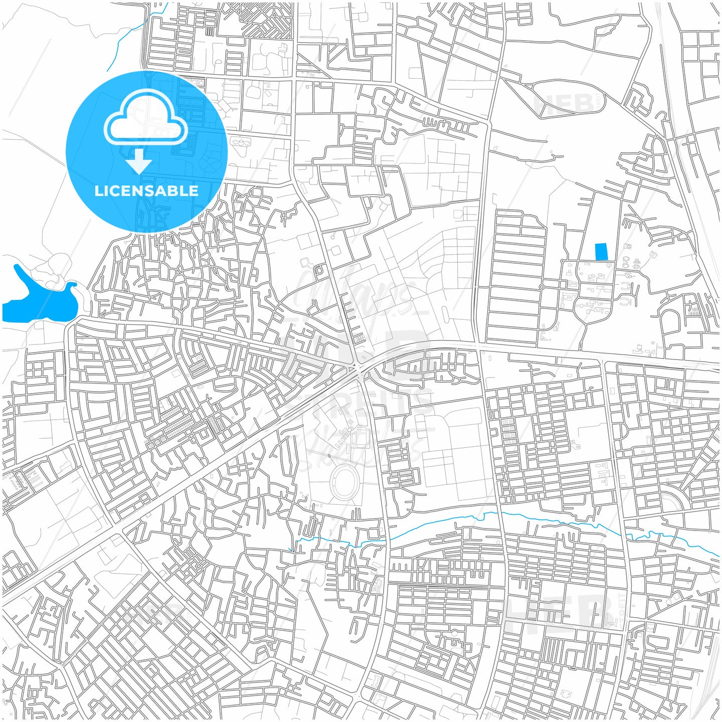 Bhubaneswar, Odisha, India, city map with high quality roads.