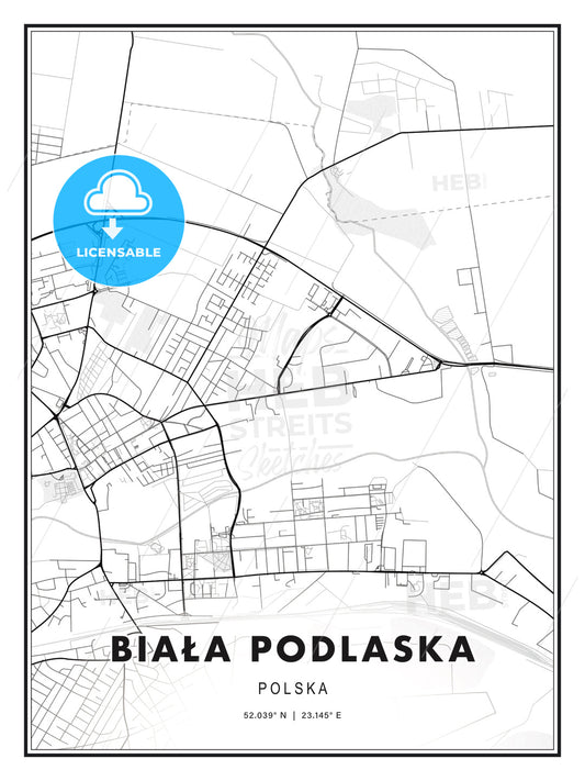 Biała Podlaska, Poland, Modern Print Template in Various Formats - HEBSTREITS Sketches