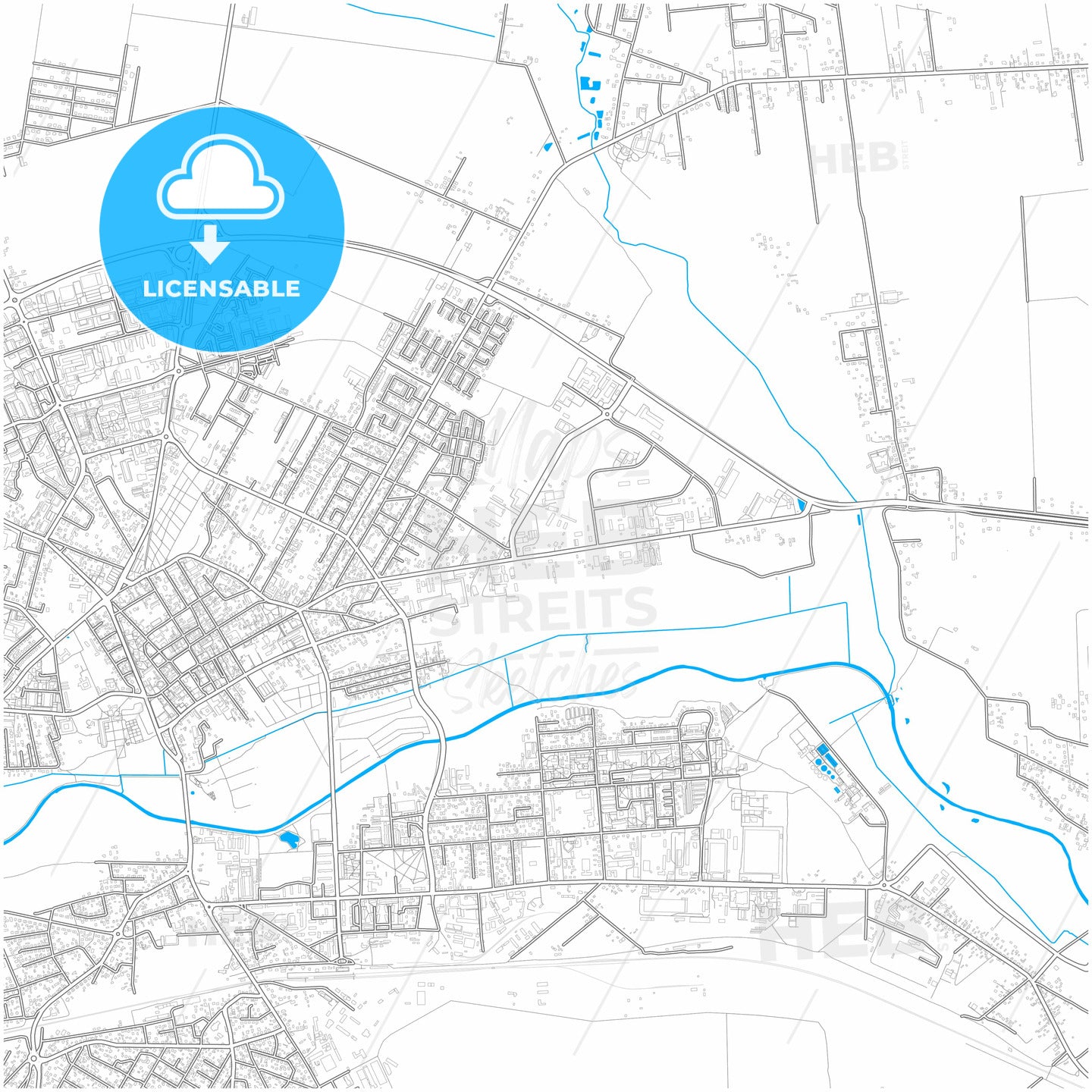 Biała Podlaska, Lublin, Poland, city map with high quality roads.