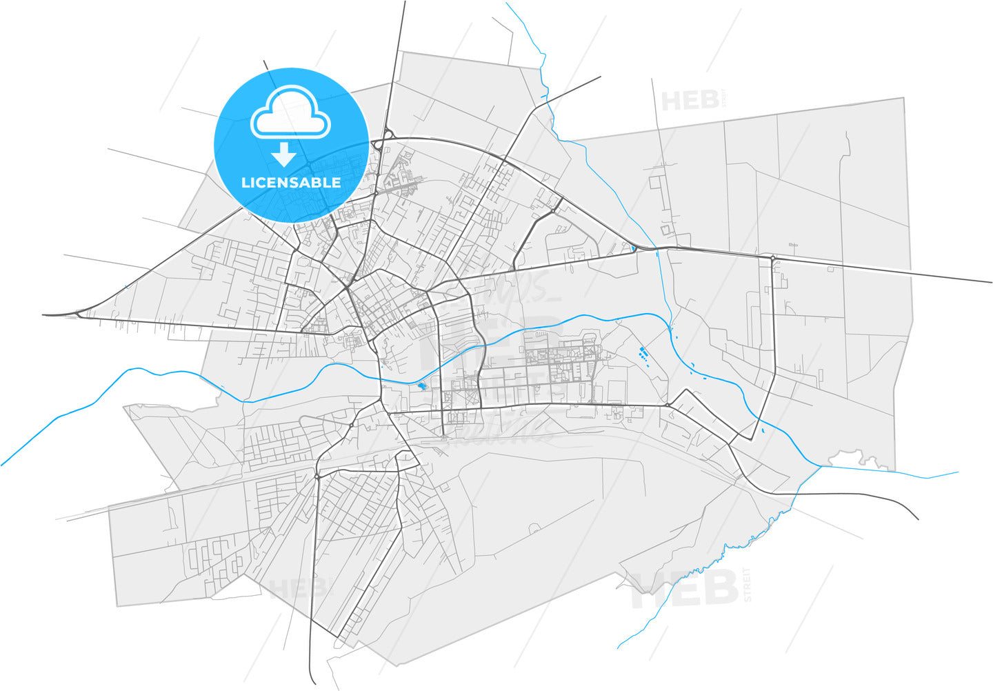 Biała Podlaska, Lublin, Poland, high quality vector map