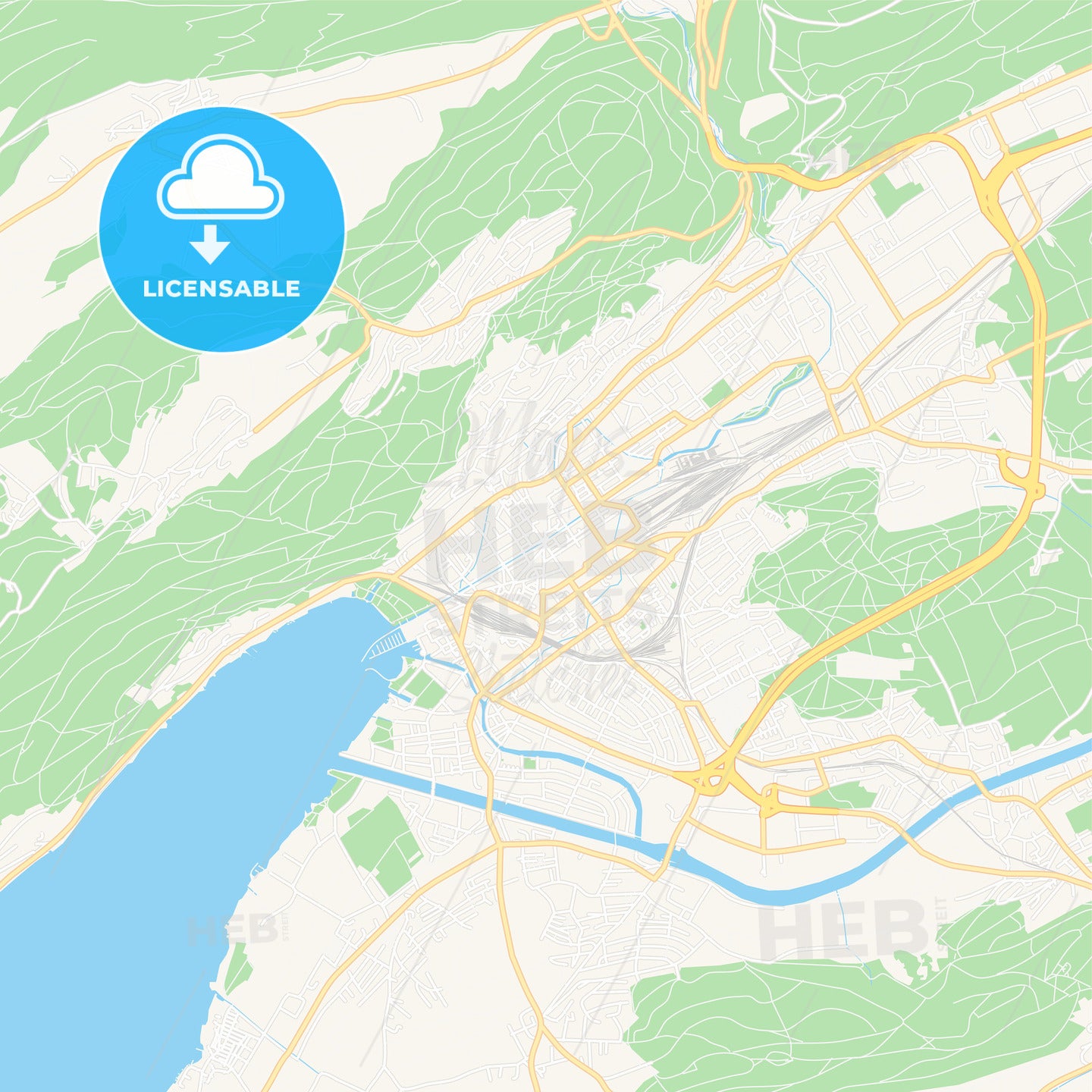 Biel/Bienne, Switzerland Vector Map - Classic Colors