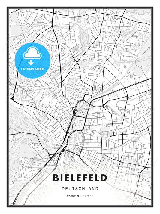 Bielefeld, Germany, Modern Print Template in Various Formats - HEBSTREITS Sketches