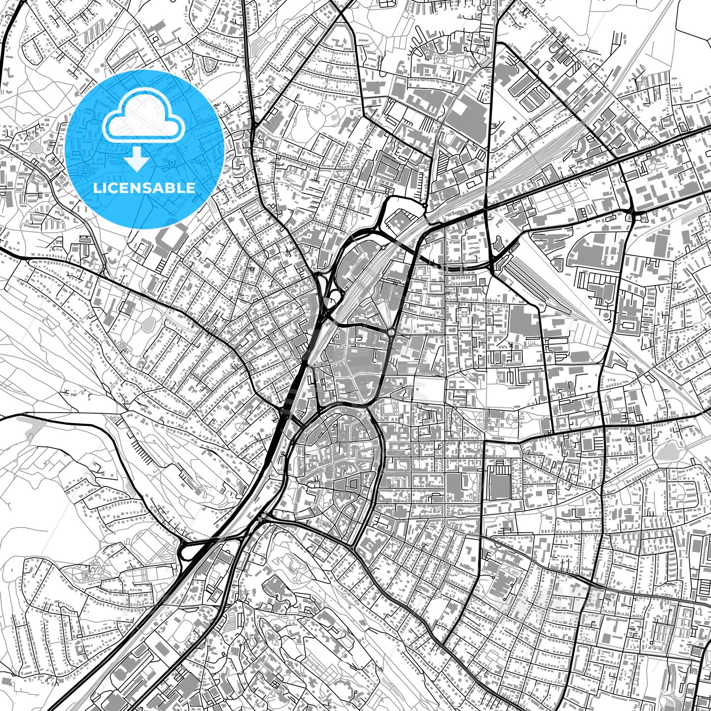 Bielefeld, Germany, vector map with buildings