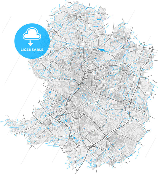 Bielefeld, North Rhine-Westphalia, Germany, high quality vector map