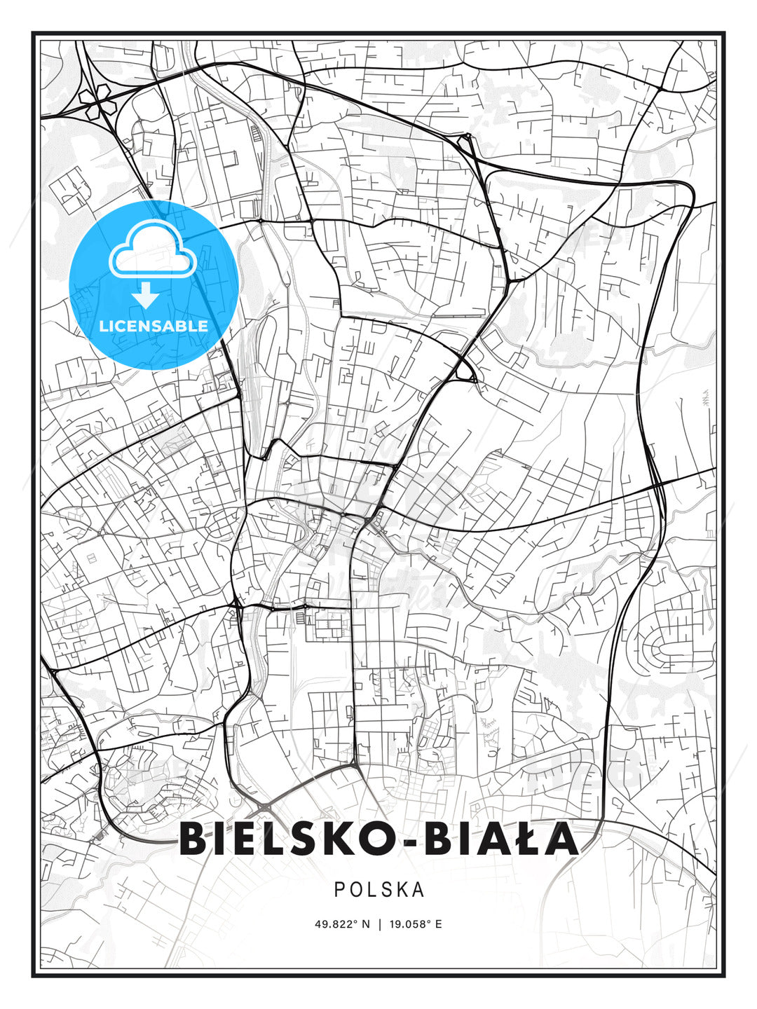 Bielsko-Biała, Poland, Modern Print Template in Various Formats - HEBSTREITS Sketches