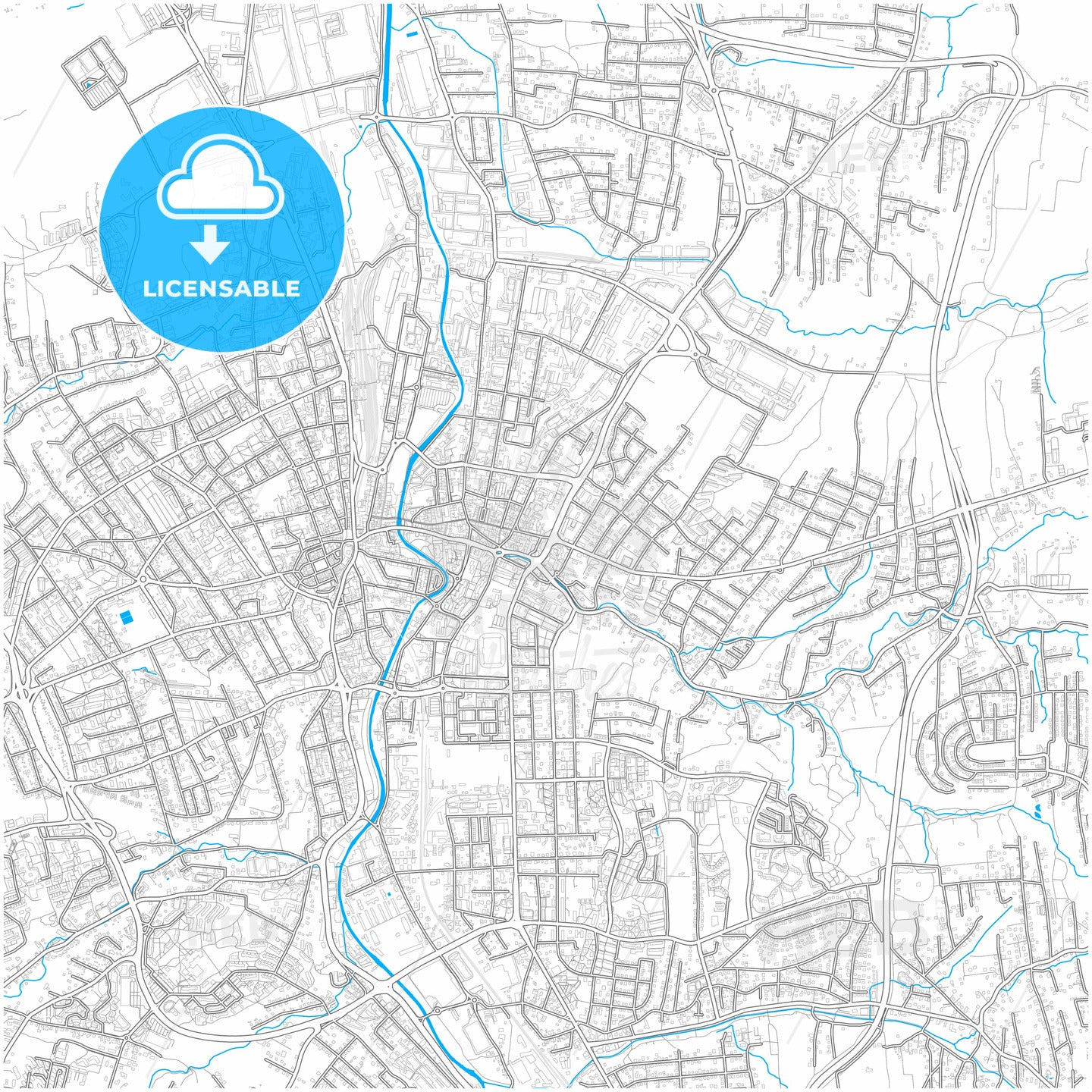 Bielsko-Biała, Silesian, Poland, city map with high quality roads.