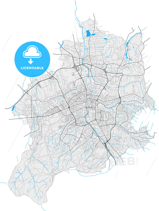 Bielsko-Biała, Silesian, Poland, high quality vector map