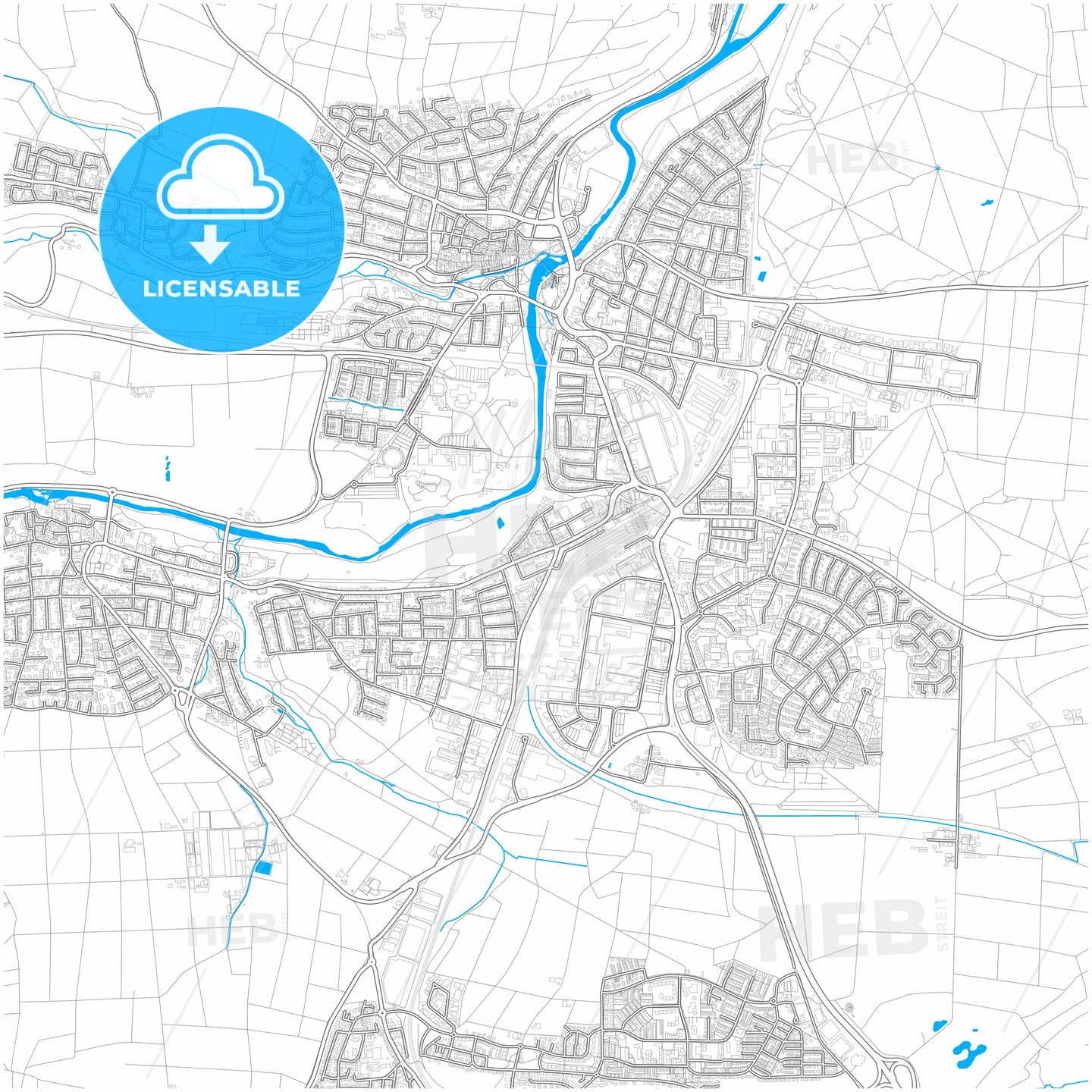 Bietigheim-Bissingen, Baden-Wuerttemberg, Germany, city map with high quality roads.